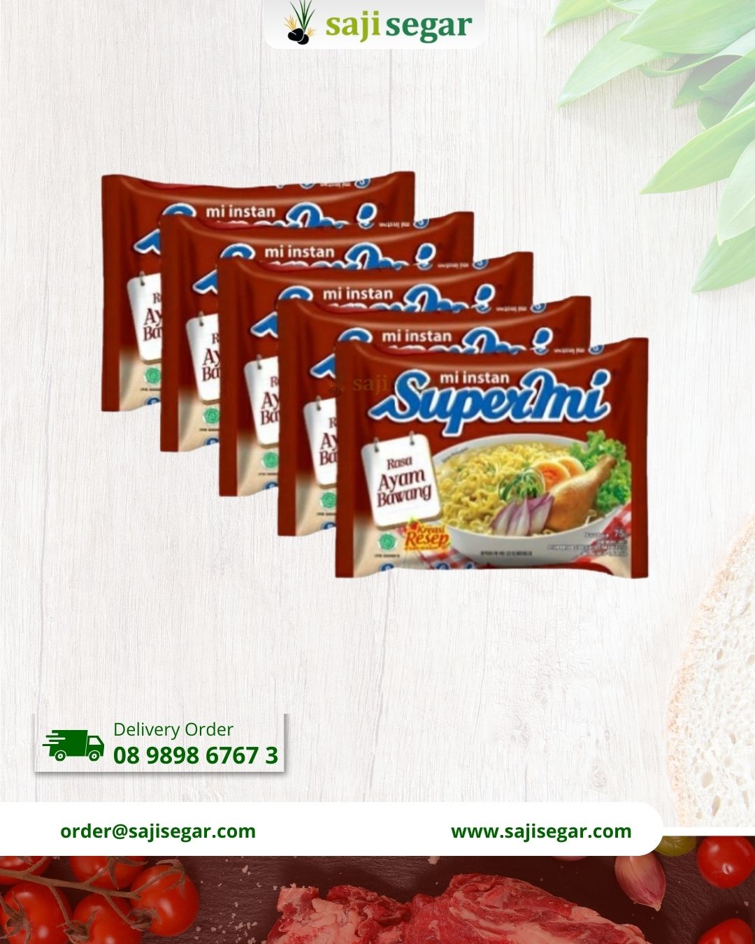 5 Pcs - Supermi Ayam Bawang 75 gr